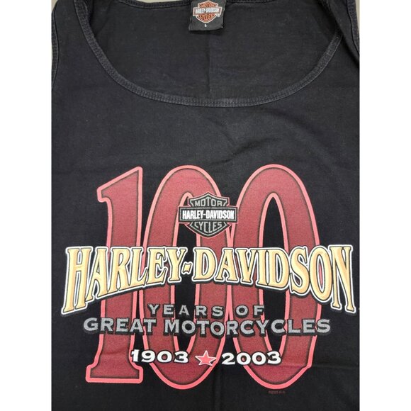 Harley-Davidson 100th Anniversary Black Sleeveless Tank Milwaukee WI 1903-2003 - Picture 1 of 5